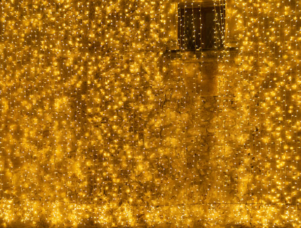istock Illuminated yellow LED lights at Christmas time 1360951104