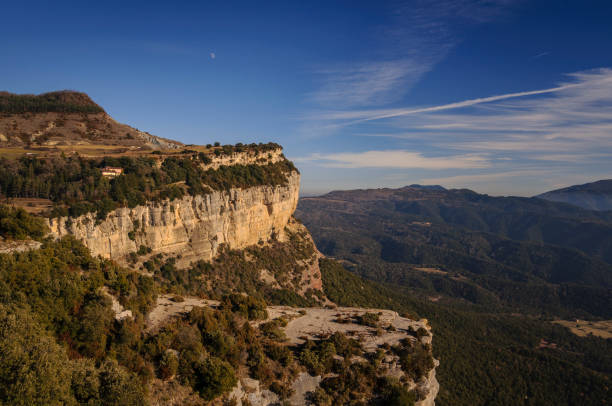 Tavertet Cliffs in winter (Barcelona province, Catalonia, Spain) stock photo