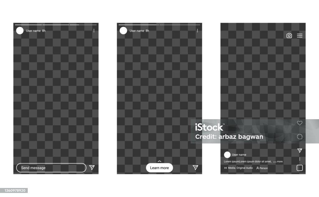 Instagram story reel écran vide ui - clipart vectoriel de Réseau social d'image libre de droits