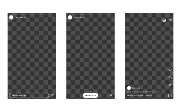 illustrations, cliparts, dessins animés et icônes de instagram story reel écran vide ui - interface utilisateur graphique