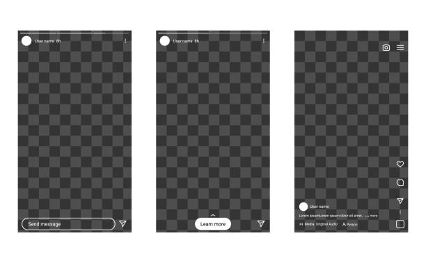illustrations, cliparts, dessins animés et icônes de instagram story reel écran vide ui - réseaux sociaux