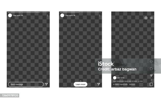 Instagram Story Reel Empty Screen Ui Stock Illustration - Download Image Now - Image-based Social Media, Social Media, Template