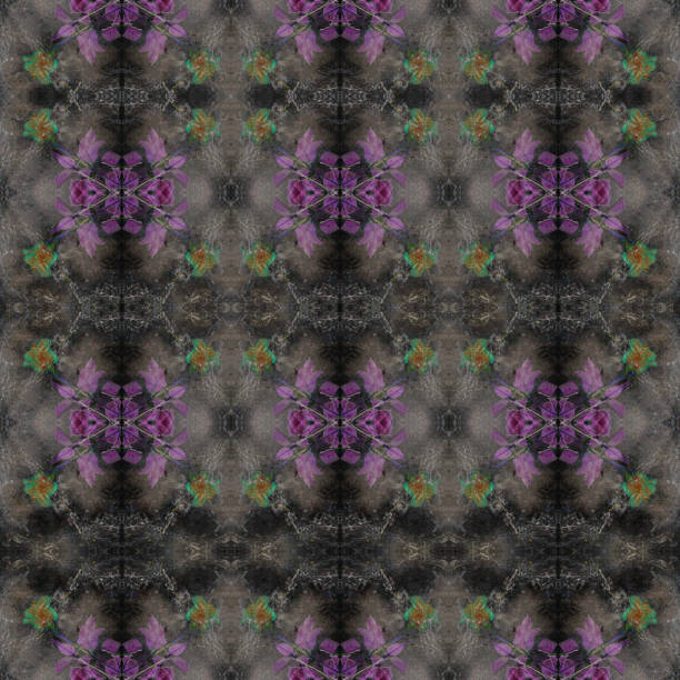 Floral Repeat Pattern. Violet and Green Rose Flower on Black Background. Floral Repeat Pattern. Violet and Green Rose Flower on Black Background. Floral Abstract Background. Flower Seamless Pattern. purpur stock illustrations