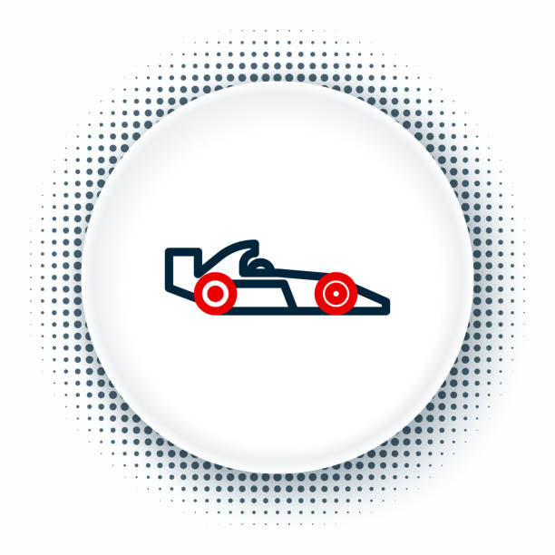 ilustrações, clipart, desenhos animados e ícones de ícone do carro de corrida da fórmula 1 isolado em fundo branco. conceito de contorno colorido. vetor - racecar color image illustration technique speed