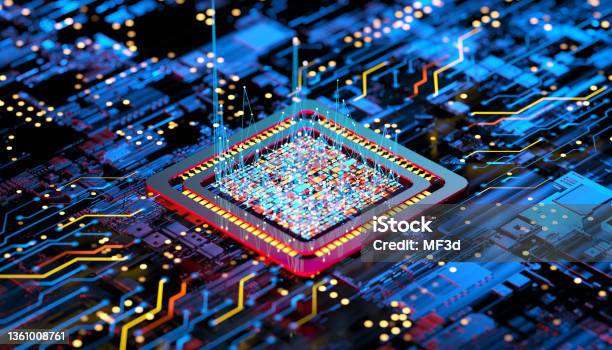 Cpu And Computer Chip Concept Stock Photo - Download Image Now - Computer Chip, Network Security, Circuit Board