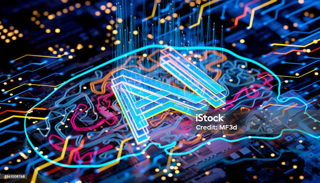 Artificial Intelligence concept brain with CPU Digital background depicting innovative technologies in (AI) artificial systems, neural interfaces and internet machine learning technologies Artificial Intelligence Stock Photo