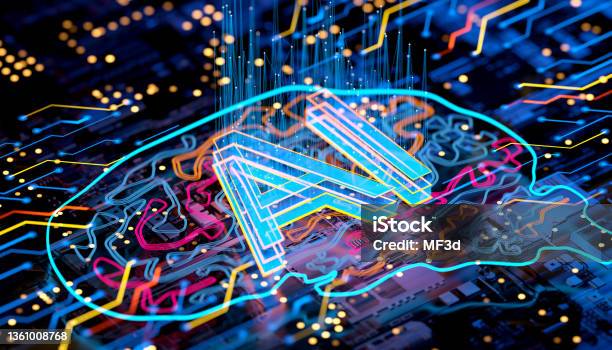 Artificial Intelligence Concept Brain With Cpu Stock Photo - Download Image Now - Artificial Intelligence, Machine Learning, Data