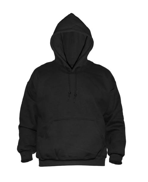 istock Blank hoodie sweatshirt color black on invisible mannequin template front view on white background 1361010116