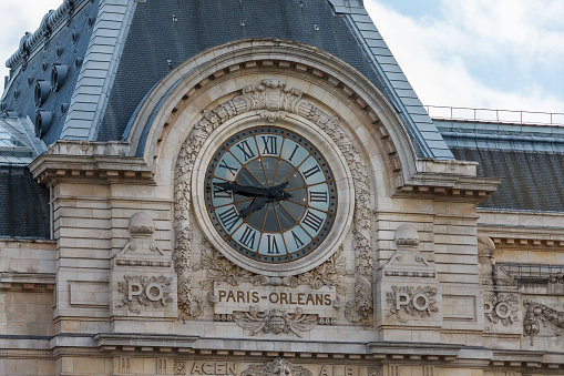 Paris, France - June 13, 2013: view of wall clock in D'Orsay Museum. D'Orsay is a museum in Paris, France, on the Left Bank of the Seine.