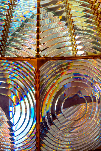 Fresnel lens from lighthouse  close up view