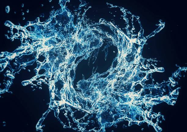 istock 3D illustration of blue water splash 1361026941