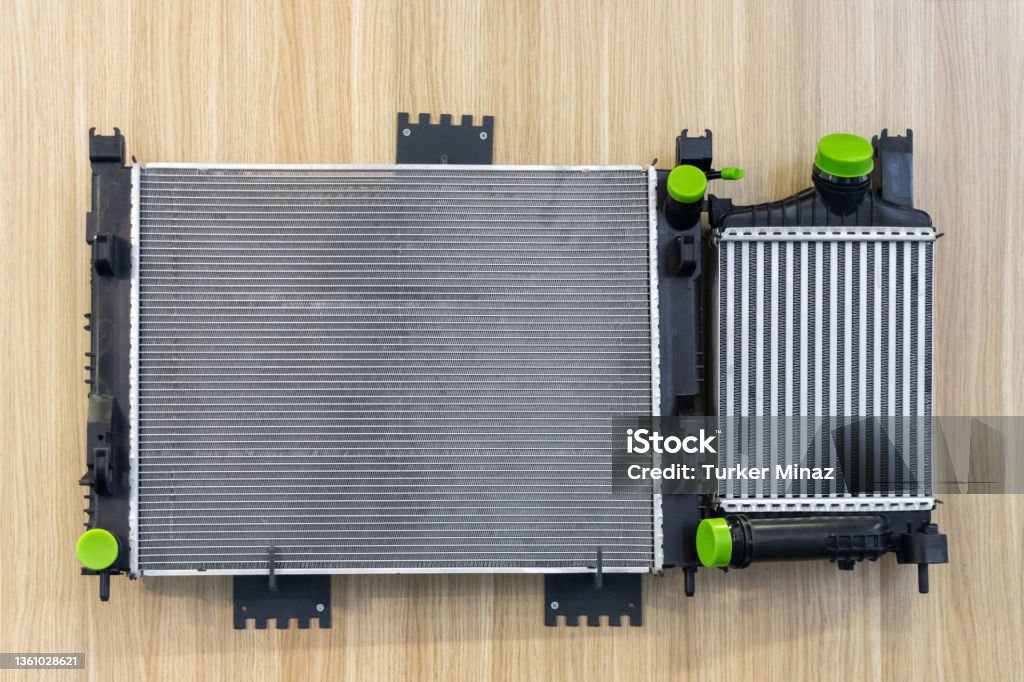 Car Radiator Unit Vehicle Radiator Engine Cooling System Car Spare Part Isolated Stock ...