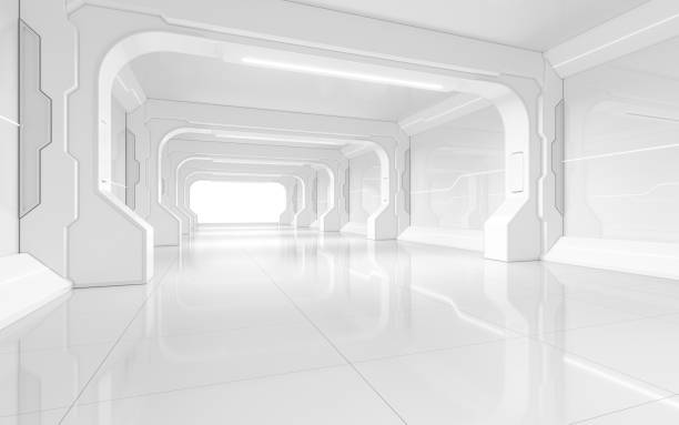 istock White empty tunnel, futuristic room, 3d rendering. 1361032745
