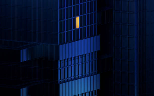 istock Urban building at night, modular building,3d rendering. 1361032788