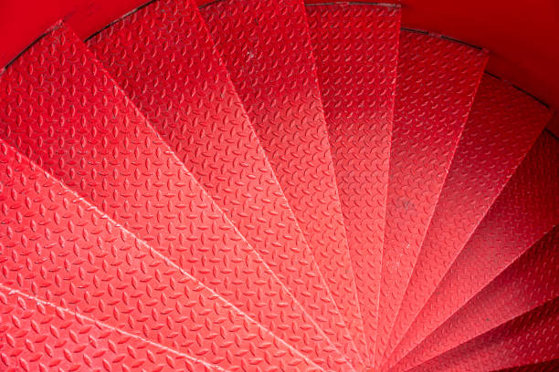 Outdoor metal red spiral staircase