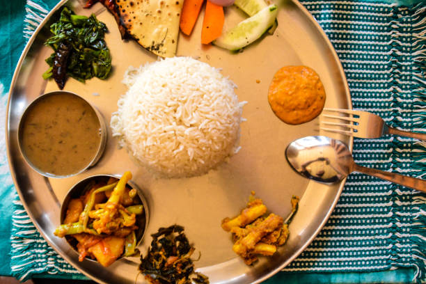 Top view of an Indian Thali stock photo