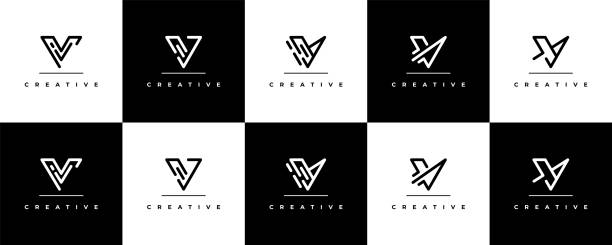 Letter V logotype set collection template Letter V logotype set collection template letter v stock illustrations