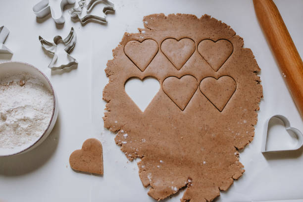 Preparing Christmas Gingerbread Cookies at Home