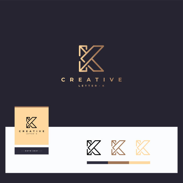 illustrazioni stock, clip art, cartoni animati e icone di tendenza di disegni del logotipo della lettera k - letter k immagine