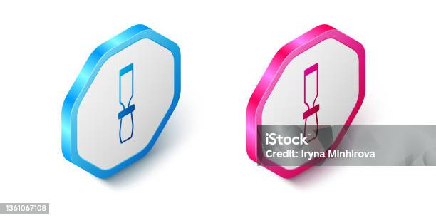 Isometric Rasp Metal File Icon Isolated On White Background Rasp For Working With Wood And Metal Tool For Workbench Workshop Hexagon Button Vector - Arte vetorial de stock e mais imagens de Azul