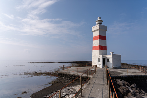 Old lighthouse (built 1897) in Gardur, southwest Iceland