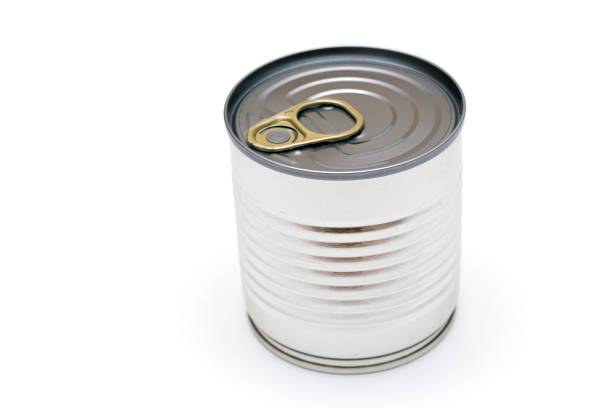 istock Unopened Tin Can with Blank Edge on White Background 1361076035