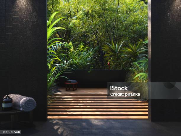 Bath Outdoors Stock Photo - Download Image Now - Spa, Bathroom, Deck