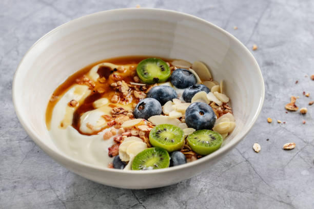 istock Homemade granola muesli with yogurt 1361082817
