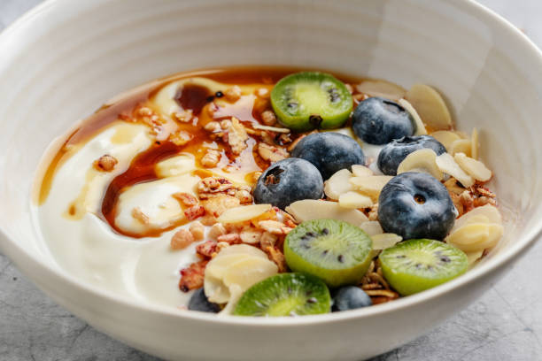 istock Homemade granola muesli with yogurt 1361082839