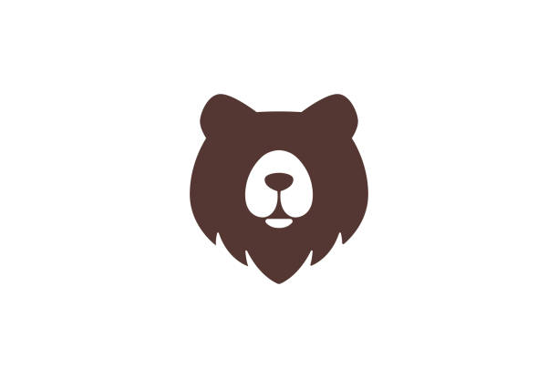bildbanksillustrationer, clip art samt tecknat material och ikoner med bear logo symbol design. vector logo template. a modern outline of a bear head emblem as an organic and playful logomark. eps10 - djurhuvud
