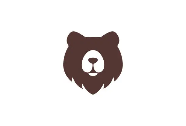 Vector illustration of Bear Logo Symbol Design. Vector Logo Template. A modern outline of a bear head emblem as an organic and playful logomark. EPS10