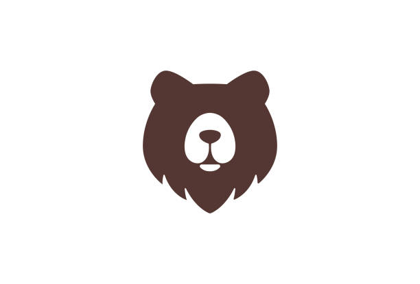 bear logo symbol design. vector logo template. a modern outline of a bear head emblem as an organic and playful logomark. eps10 - 熊 幅插畫檔、美工圖案、卡通及圖標