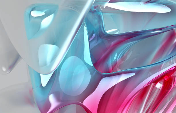 istock 3d render of abstract art 3d background with part of surreal glossy plastic object in curve wavy elegance organic lines forms in transparent material painted in azure blue purple and grey gradient color 1361085575
