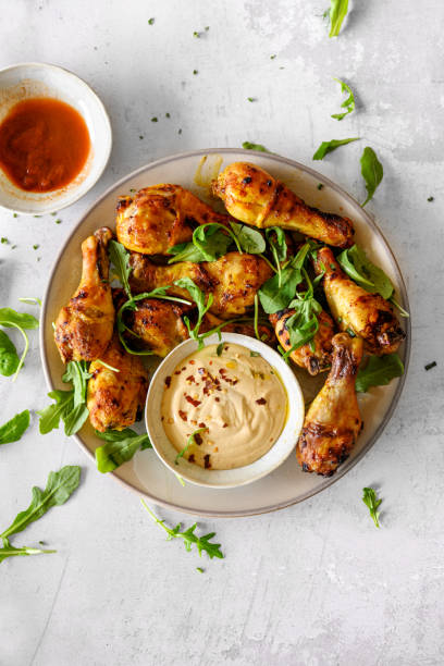 Harissa drumsticks Diverse Keto Dishes, Quebec, Canada chicken meat stock pictures, royalty-free photos & images