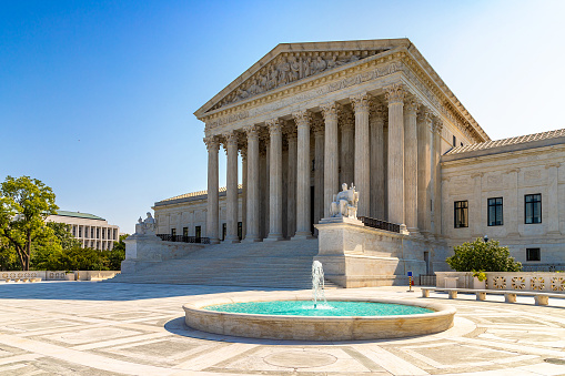 Supreme Court of the United States in Washington DC in a sunny day, USA