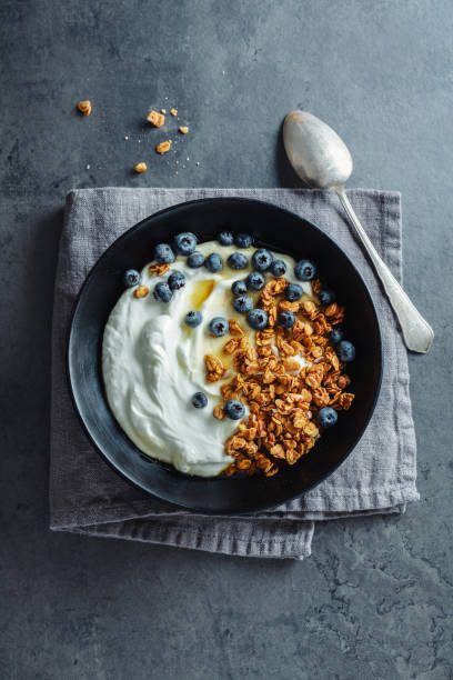 istock Homemade granola muesli with yogurt 1361086758