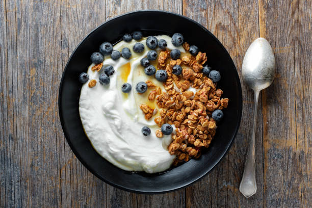 istock Homemade granola muesli with yogurt 1361086784