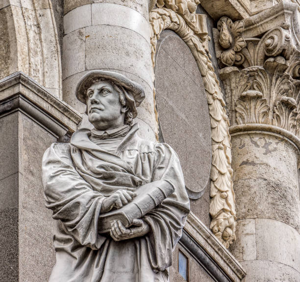 Monument of the reformer Martin Luther in front of Marble church in Copenhagen stock photo