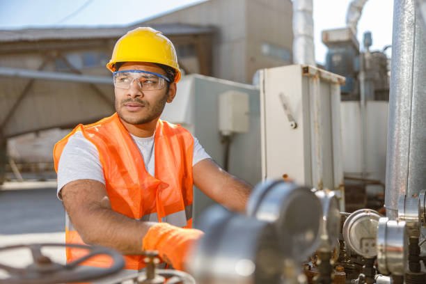 istock Industrial worker on his job at construction plant 1361092387