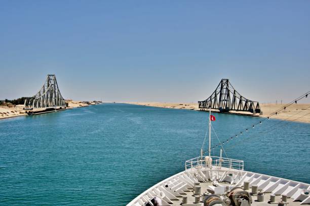 istock Ship cruising through the Suez Canal 1361098480