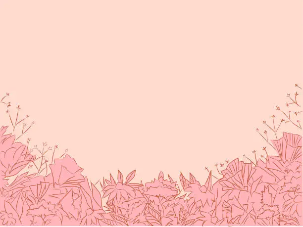 Vector illustration of background flowers outline