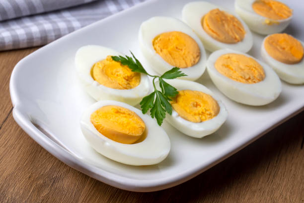 istock Boiled sliced egg, food photo 1361101493