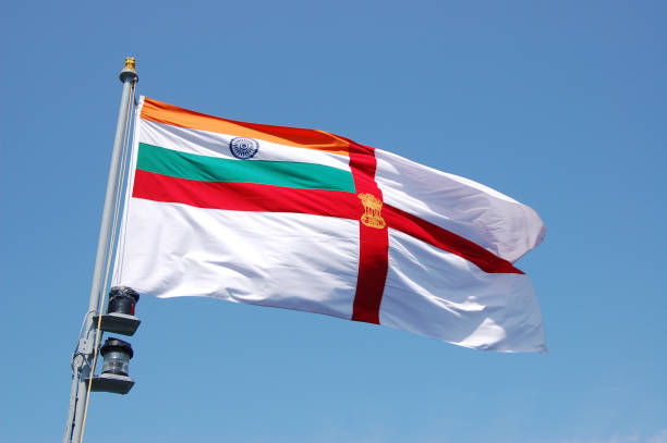 Indian Naval Ensign Flag. Indian Naval Ensign Flag. indian navy stock pictures, royalty-free photos & images