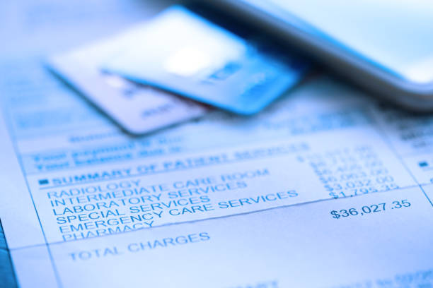 Credit Card On A Hospital Invoice stock photo