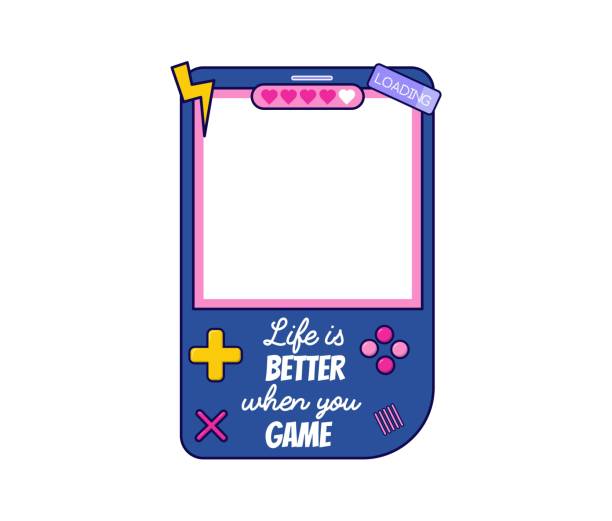 illustrations, cliparts, dessins animés et icônes de accessoire de photomaton gamer. la vie est meilleure lorsque vous jouez à l’illustration vectorielle - vector gamepad greeting card color image