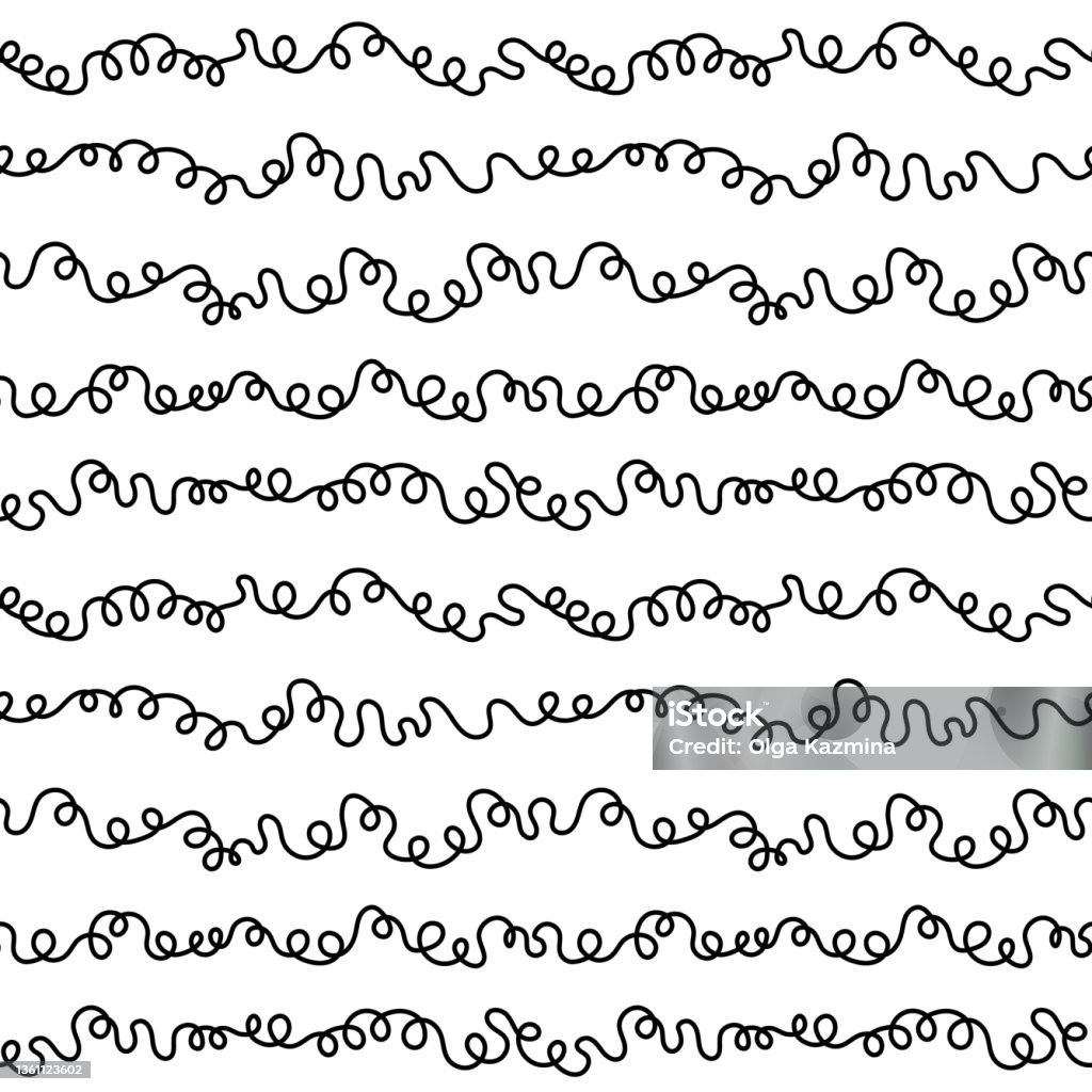 Black And White Streamers Doodle Seamless Pattern Loopy Stripes And Waves  Doodle Pattern Gift Wrap Party Background Stock Illustration - Download  Image Now - iStock