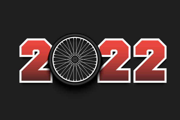 istock Happy New Year 2022 and bike wheel 1361161509