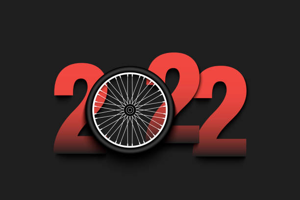 istock Happy New Year 2022 and bike wheel 1361161526