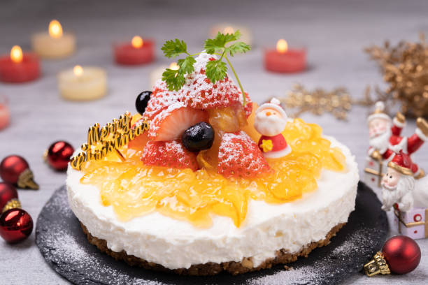 クリスマス自家製ケーキ - クリスマスケーキ ストックフォトと画像