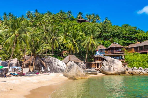 Jansom Bay at Koh Tao island Jansom Bay - Beautiful tropical beach at Koh Tao island, Thailand koh tao thailand stock pictures, royalty-free photos & images